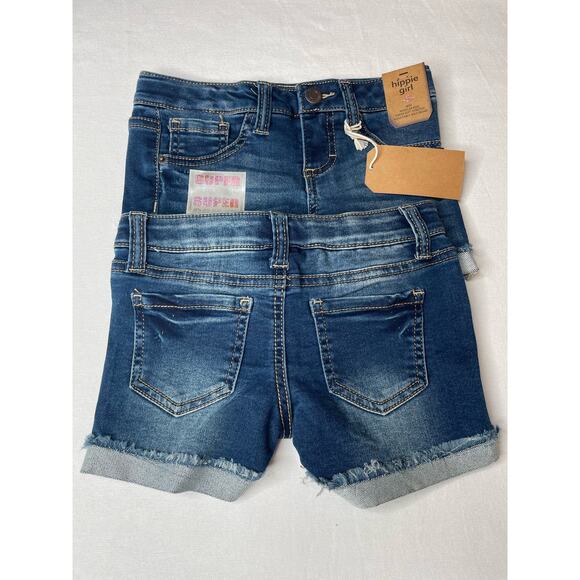 Lot of 2 Hippie Girl Stretch Regular Fit Midi Rise Shorts  Size 5 Blue NWT - Picture 2 of 6